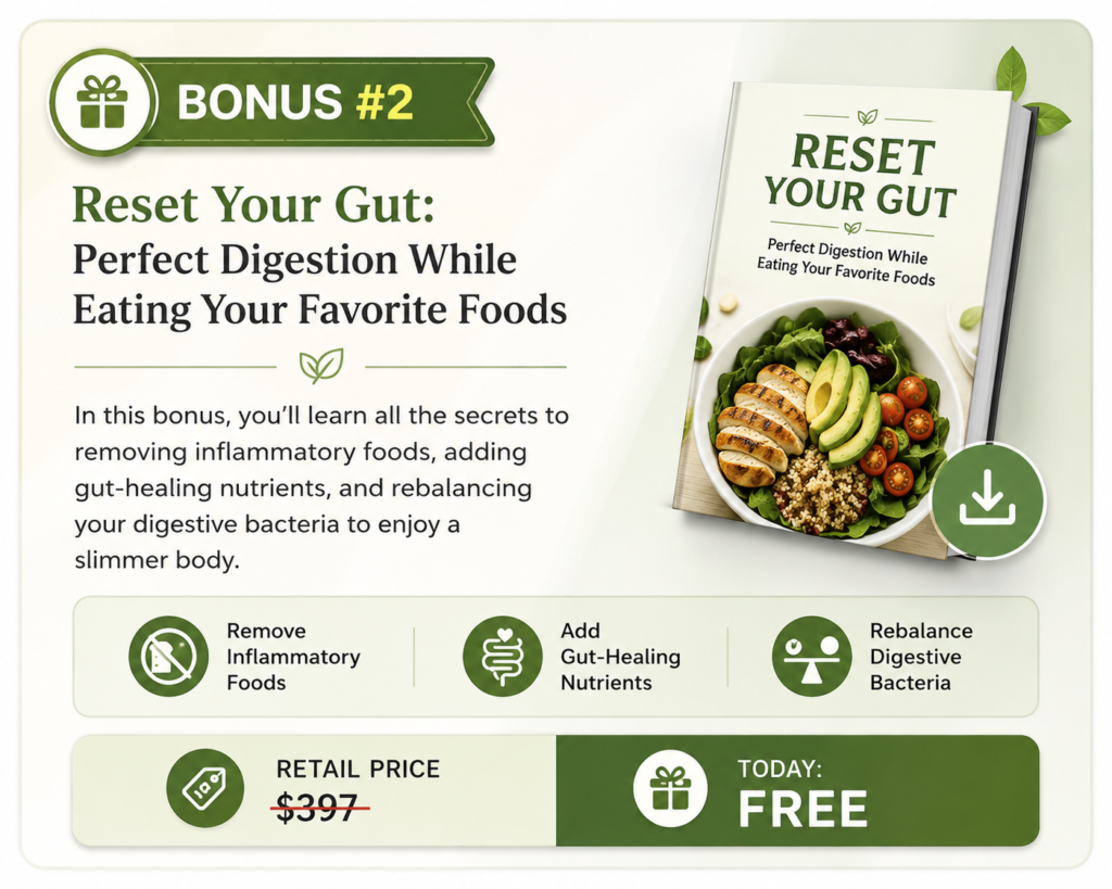 "Free bonus gut health guide eBook."